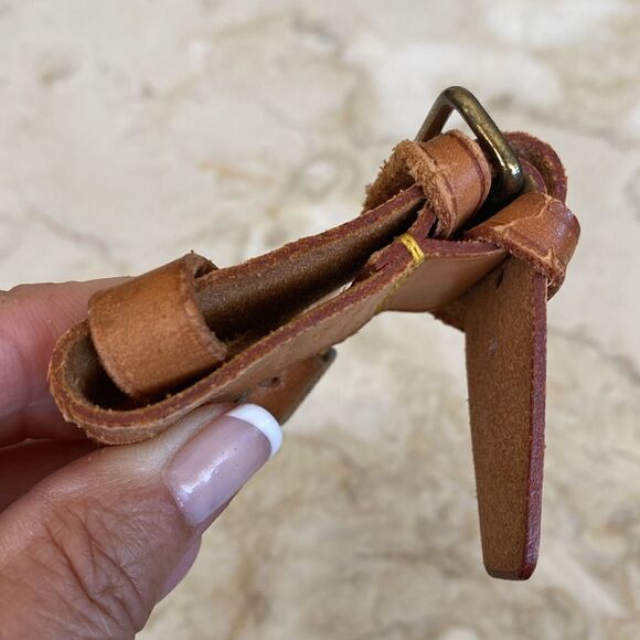 Vintage Louis Vuitton Vachetta Leather Luggage Tag & Poignet - Picture 9 of 12